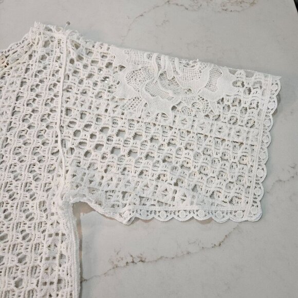 Soft Surroundings Medium White Lace Crochet Top Cottagecore Boho Feminine - Picture 2 of 8